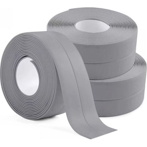 3 Rolls Waterproof Sealing Tape, Grey Bathroom Sealing, PVC Self Adhesive Caulking Tape for Kitchen, Bathroom, Bathtub (1/5)