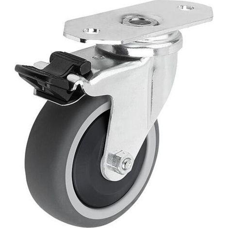 KIPP Lenkrolle mit Feststellsys Stop-Fix D=100 B=32 Polyurethan elektrisch (1/3)
