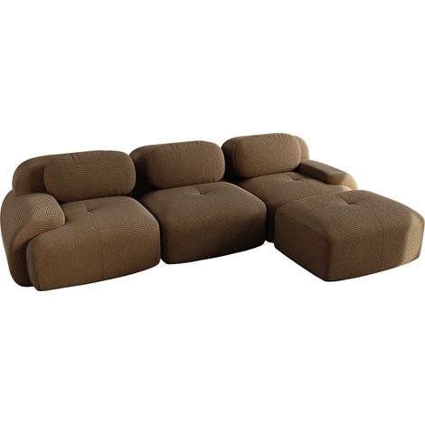 Divano angolare modulare in corduroy marrone senza montaggio MODENUIT (1/5)