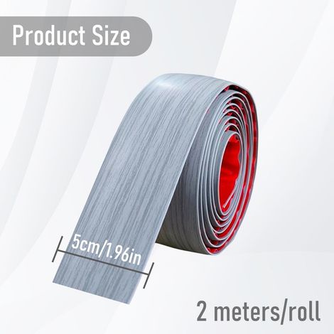 Barra di soglia, barra di soglia adesiva 2M da 5 cm, profilo di transizione per pavimenti per coprire gli spazi tra pavimenti in legno e piastrelle (grigio) (1/4)