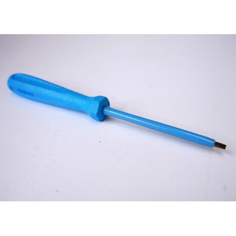Tournevis plat 3x0.5x75mm isolé 1000V lame acier chromé manche bleu ATEX II pour vis tête fendue DERANCOURT