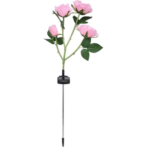 Lumière solaire LED rose 4 têtes IP65 étanche, lampe décorative fleur paysage pour jardin cour(Pink Light) (1/5)