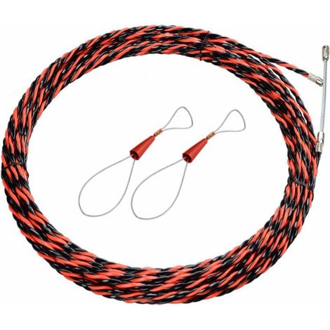 Embout de tirage de câble d'électricien : 50 m de longueur, diamètre 5 mm, support rétractable, en acier flexible en spirale, pour tirer et étendre des câbles (1/4)