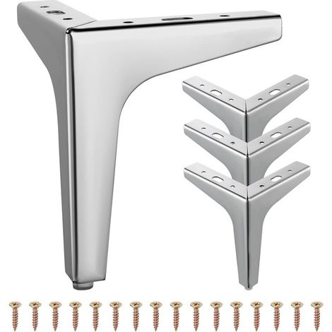 4 Pcs Pieds de Meubles en Métal 10cm Triangulaires pour Canapé, Table Basse, Meuble TV et Autres