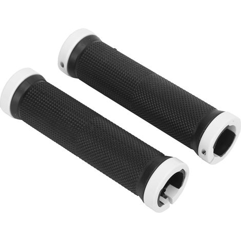 1 paire de manchons de guidon légers en caoutchouc pour VTT, antidérapants, en mousse, avec bouchons (blanc). (1/5)