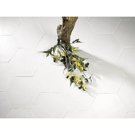Aelle - Carrelage sol / mur hexagonal uni blanc mate 17,5x20 cm HEXATILE MATE BLANCO - Vendu par boîte de 0.71 m² (1/5)