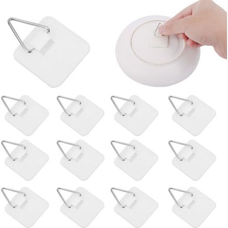 Lot de 50 supports muraux invisibles pour assiettes décoratives - Crochets adhésifs - Système de suspension simple - Blanc (1/5)