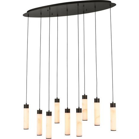 Lustre suspendu bronze à tubes lumineux - bronze et blanc opalin (1/3)