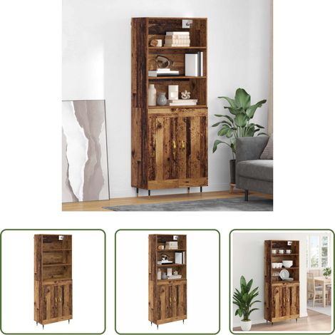 Hochboard - Highboard Altholz 69,5 x 34 x 180 cm Holzwerkstoff (1/5)