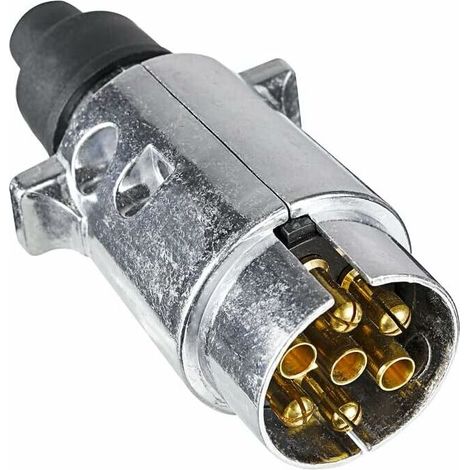 Prise Remorque Métal 7 Broches Mâle 12V, Connecteur Étanche en Alliage d'Aluminium pour Caravane, Camping-Car, Bateau et Voiture (1/5)