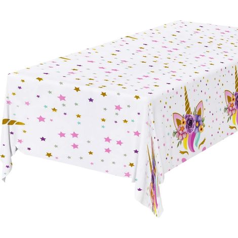 Einhorn Tischdecke 130x220cm, wasserdicht, für Kindergeburtstage & Babypartys