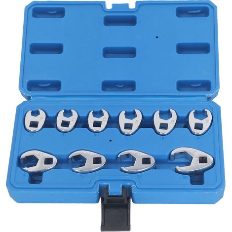 Jeu de 10 Douilles Crowfoot pour tuyauterie – Compatible avec clés à cliquet standard 3/8 pouce – Dimensions métriques de 10 à 22mm – Matière acier 45 avec coffret de rangement (1/5)