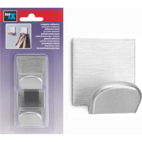 Support Mural Adhesif Chrome Avec Base En Inox (BLISTER 2 Unites) Inofix