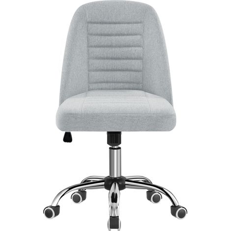 Yaheetech Chaise de Bureau à Dossier Moyen Chaise d'ordinateur en Similicuir à roulettes Base en Métal Chromé Assise Réglable en Hauteur Siège Moderne Gris clair
