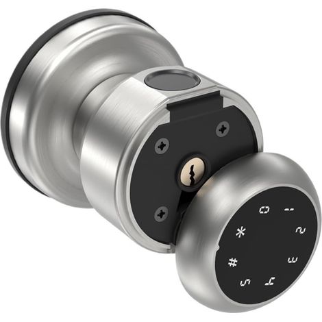 Boutons de Porte globulaires intelligents en Alliage d'aluminium, poignée rotative, Bouton de Verrouillage en métal avec Application clé for Chambre à Coucher et Salon(Sliver) (1/5)