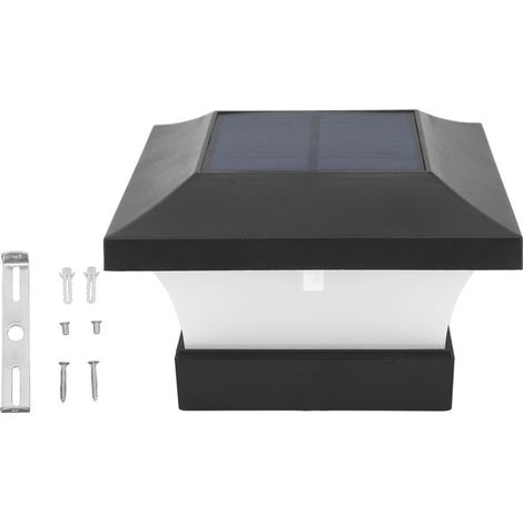 Lampe de capital solaire lumière blanche 2000mAh IP65 LED lumières de capuchon de poteau pour pont de clôtures de cour 3W 6000K (1/5)
