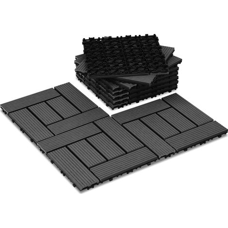 Randaco WPC Terrassenfliesen, 30x30 cm, 44er Spar Set für 4m², für Garten Balkon Bodenbelag mit Drainage und Klicksystem