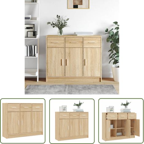 The Living Store Sideboard Sonoma-Eiche 91x28x75 cm Holzwerkstoff - Schreibtisch - Wohnzimmermöbel - Sideboard - Eichefarben - Holzmöbel (1/5)