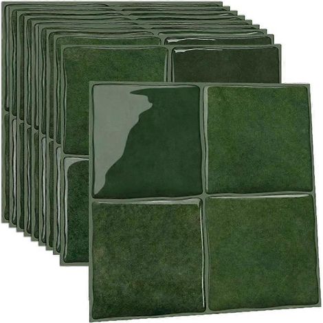 10 feuilles de carreaux adhésifs pour crédence, 15 x 15 cm, carrés, 3D, pour cuisine, salle de bain, camping-car (1/5)