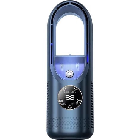 Mini-refroidisseur d'air portable 3-en-1 avec humidificateur et veilleuse, ventilateur silencieux de bureau, réservoir d'eau de 100 ml pour la maison et le bureau-Bleu (1/5)