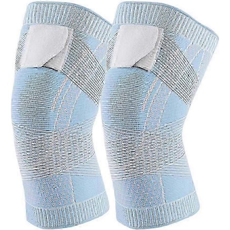 Genouillère de sport élastique et respirante en nylon pour le fitness et la course à pied (Bleu XXXL) (1/5)