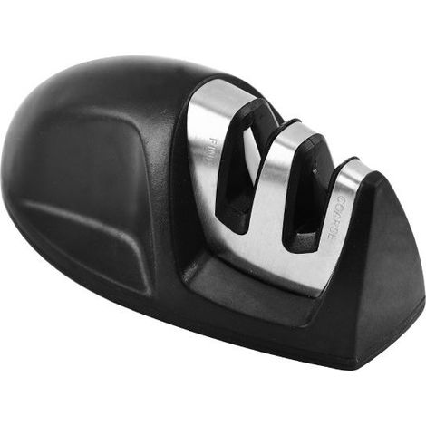 Aiguiseur de Cuisine(Noir) Professionnel 2 en 1 Manuel Aiguiseur pour Couteaux en Acier Inoxydable et céramique de Toutes Tailles,Base Anti-dérapante Noir (1/5)