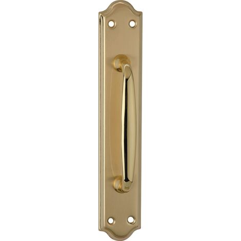 Manillón puerta zamak dorado satinado placa curva modelo 1104 (1/2)