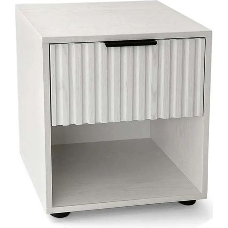 Commode moderne blanche en bois, 40 x 30 x 45 cm, 1 tiro