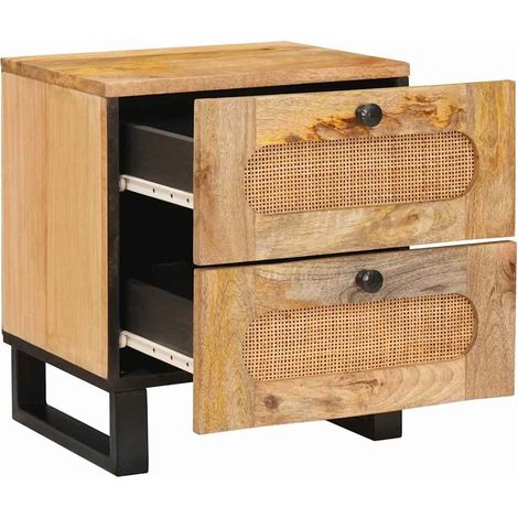 Table de chevet Table de nuit design chic - Naturel 40 x 33 x 46 cm Bois de mangue massif fr37334 (1/5)