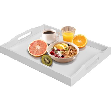 1 Plateau Bambou, Poignées Latérales, Bordure Relevée, Rangement Salon, Cuisine, Salle De Bain (1/5)