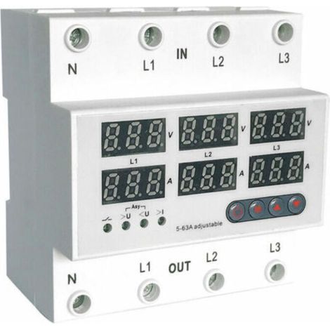 Parafoudre triphasé 4 fils réarmable et réglable 63 A – Protection contre les surtensions pour installations électriques (1/4)