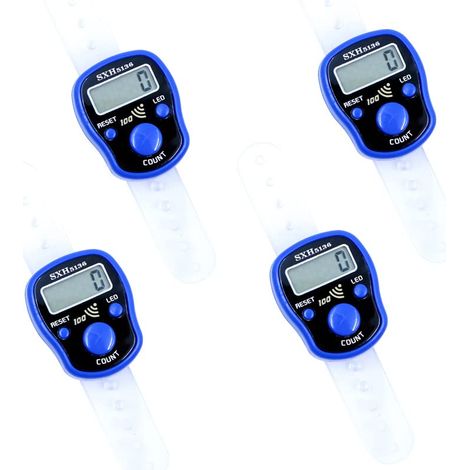 4 Stück Mini-Stichmarkierer, Reihen-Fingerzähler, LCD-Display, elektronischer digitaler Zähler