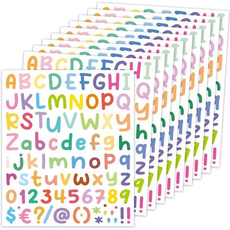 Autocollants alphabet - 10 feuilles - Lettres adhésives - Lot d'autocollants - Vinyle - Imperméable - Décoration de cartes de vœux - 19,3 x 22,9 cm (1/5)