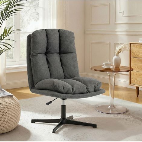 Sillón giratorio de lino gris oscuro 62 cm OKMYHOME (1/4)