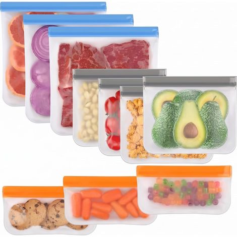 10 Pieces Reusable Silicone Freezer Bag 3 Sizes (1/5)