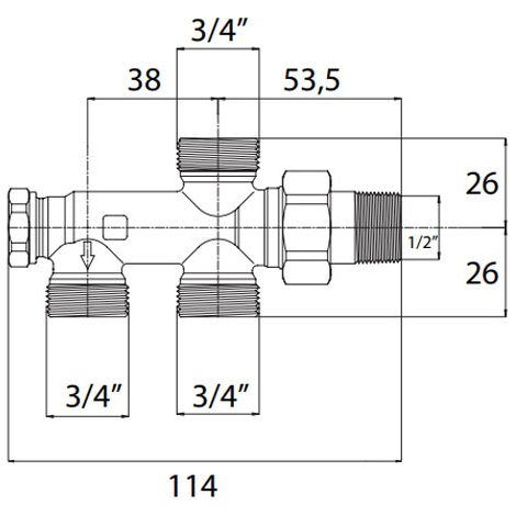 Groupe de raccordement monotube pour raccordement au sol mâle 1/2"(15/21) - mâle 3/4 EK - (1/4)