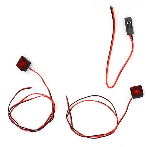 Phares LED rouges pour voitures télécommandées, installation facile, alimentation positive et négative. (1/5)