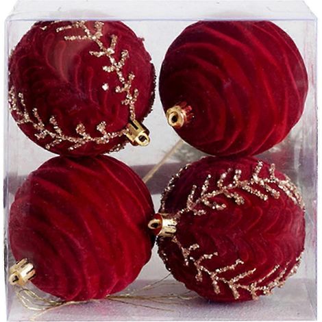 Boule, Boule de Noël peinte, Flocage, Boule de Noël rouge foncé, Décoration de sapin de Noël en perles (1/2)