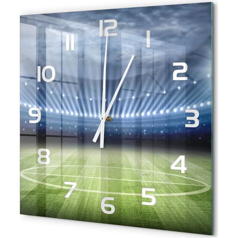 Grande Horloge Murale Carrée Décoration Cuisine en Verre Trempé Silencieuse Moderne Stade 60x60 cm (1/5)
