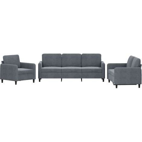 Maison Exclusive - Ensemble de canapés 3 pcs gris foncé velours (1/5)