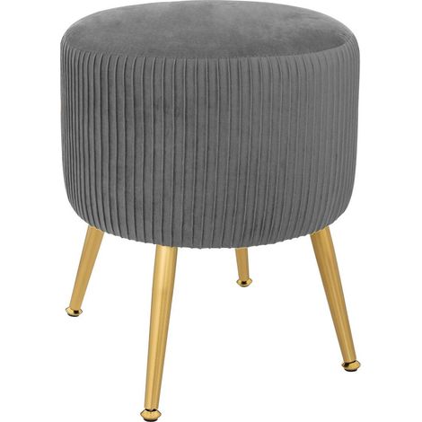 Taburete 'Solaro' gris en terciopelo plisado - Atmosphera créateur d'intérieur