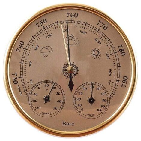 Station météo analogique 3 en 1 – Baromètre, thermomètre et hygromètre – Cadre en bois massif – Utilisation intérieure et extérieure (1/4)