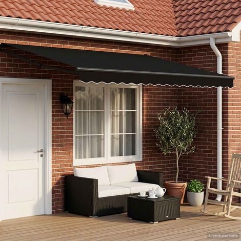 Toldo Retráctil Eléctrico Negro 4 x 3 m