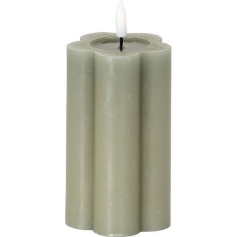Luxe Collection Natural Glow 2.75x5 Pillar LED Candle - Plastic - L7 x W7 x H12 cm - Grey