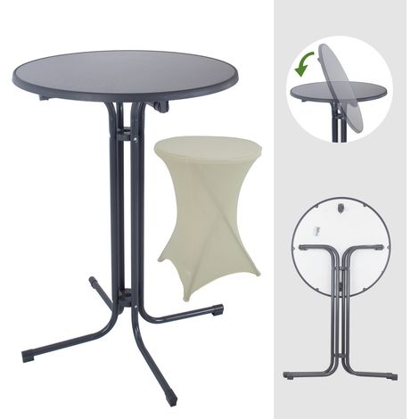 Set Stehtisch klappbar Ø 80 cm & Husse Tischdecke bügelfrei für Gastrotisch Partytisch Bistrotisch (1/5)