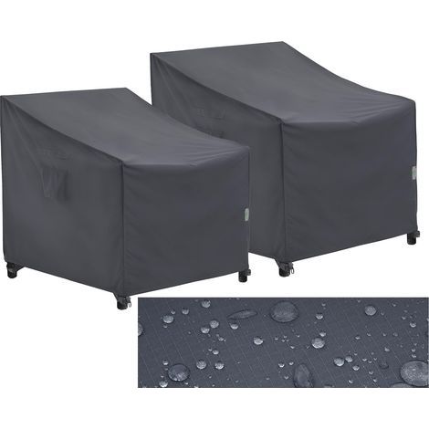 Gartenstuhlüberzüge, Liegestuhlüberzüge, Regenschutzhüllen, Schutzhüllen für Terrassenmöbel, grau, 89 x 99 x 66/91 cm, 2 Stück (1/5)