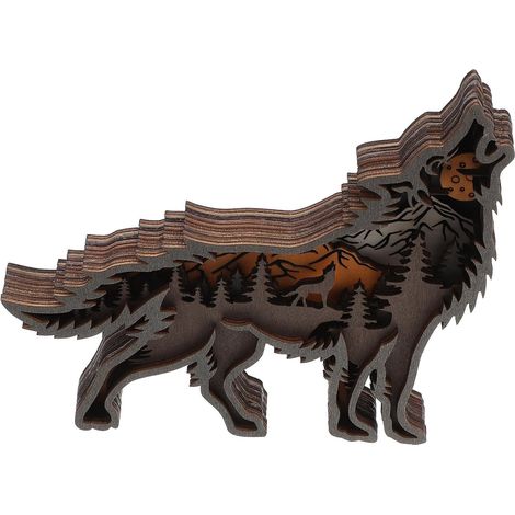 Ornement en Bois de Loup Réaliste pour Bureau, Statue Décorative Synthétique, Décoration de Fête et Ornement de Bureau Élégant (1/5)