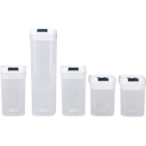 Boîte De Stockage De Céréales 5 Pièces, Récipient De Stockage De Nourriture Transparent De Grande Capacité avec Couvercle Scellé pour Flocons D'avoine, Céréales, Pâtes, Farine (1/5)