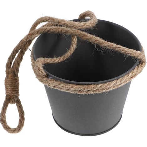 Jardinière suspendue TOYANDONA en fer avec corde jute, pratique et facile à installer, idéale (1/5)