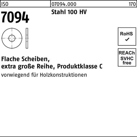 ISO 7094 Flache Scheiben, extra große Reihe Rundloch Stahl 6mm 500 Stk (1/2)